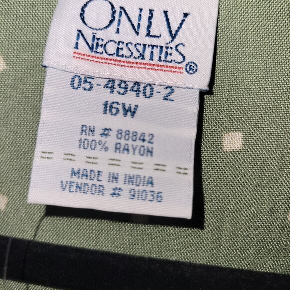 Only Necessities Dress Green Square Poka Dot Dress SZ 16W Cottagecore Casual - Picture 2 of 7